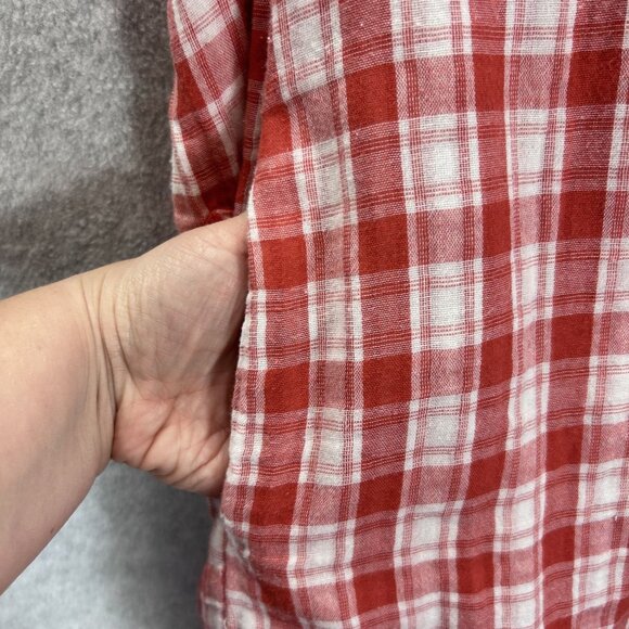 Entro Womens Small  Shift Dress Red White Plaid Tunic Top Cottage Core Pockets - Picture 3 of 15